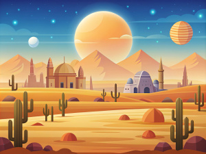 desert landscape Tatooine flat design star wars