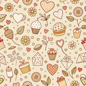 valentine day minimalist doodles for seamless pattern tile, light background