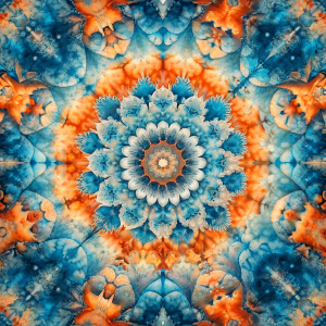 Pattern Seamless, Vintage Old, Soft Colors, Shade Blue Orange abstract Tie Dye, Geometric Forms