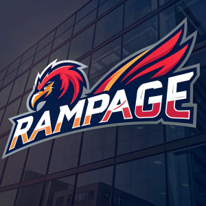 Bold, vibrant Rampage logo displayed on a dark, sleek background.