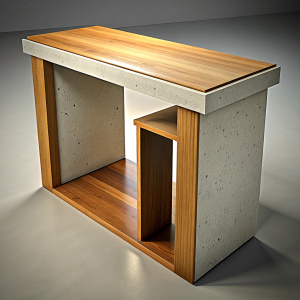 desk made of wood and concrete