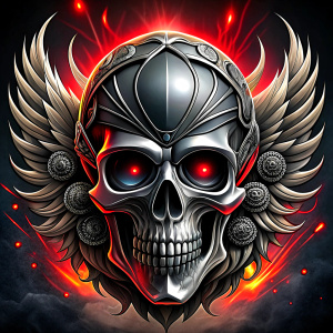 motorcycle biker skull tattoo design - perfect realistic art - high-definition - grey and black - white background 