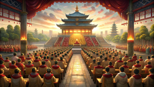 Chinese shrines are full of Chinese people sitting and worshiping.
