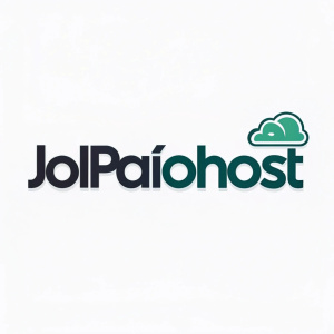 Jolpaiohost logo, sleek and modern design. Stylized cloud icon with unique font. Dark text on light background.