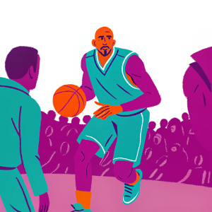 Kobe Bryant, intense gaze, wearing Nike apparel. Outside a packed stadium, playing pickup basketball with friends.
