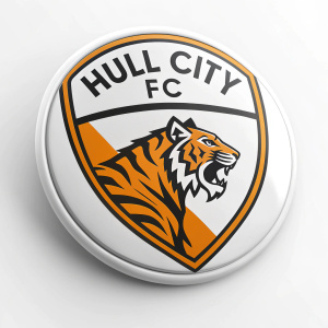 Digital illustration of Hull City FC logo. Modern tiger design in orange and black on white background.