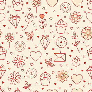 valentine day minimalist doodles for seamless pattern tile, light background