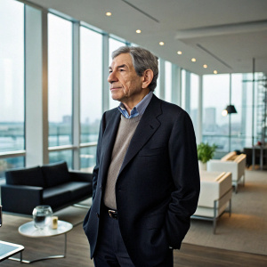 High-resolution portrait of Paul Wolfowitz. Pensive expression, standing in a modern office space.