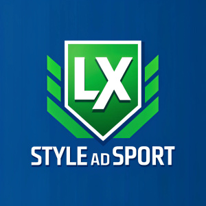 logo para una marca que se llama LX style and sport solo en español con colores verdes y azules 