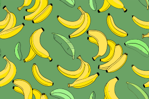 Bananas on a blue background. Vector seamless pattern with fruits. Digital paper