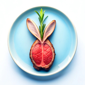 A steak with rabbit ears