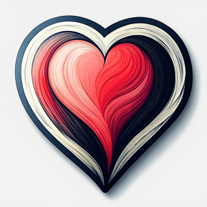 Style stickers. Create a heart shape with clean lines and smooth .Experiment with negative space to create an additional shape within the heart. Apply a subtle gradient to the heart symbol for a modern touch. Black and red only. White background, No Background, vector, 8K.