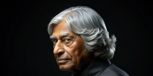 Design a visual with Dr. APJ Abdul Kalam's meticulously styled hair as the focal point, ensuring it's flawlessly represented. Surround the hair with a blank or black background, emphasizing the distinctiveness of his hairstyle while leaving the remainder of the image minimal or obscured.