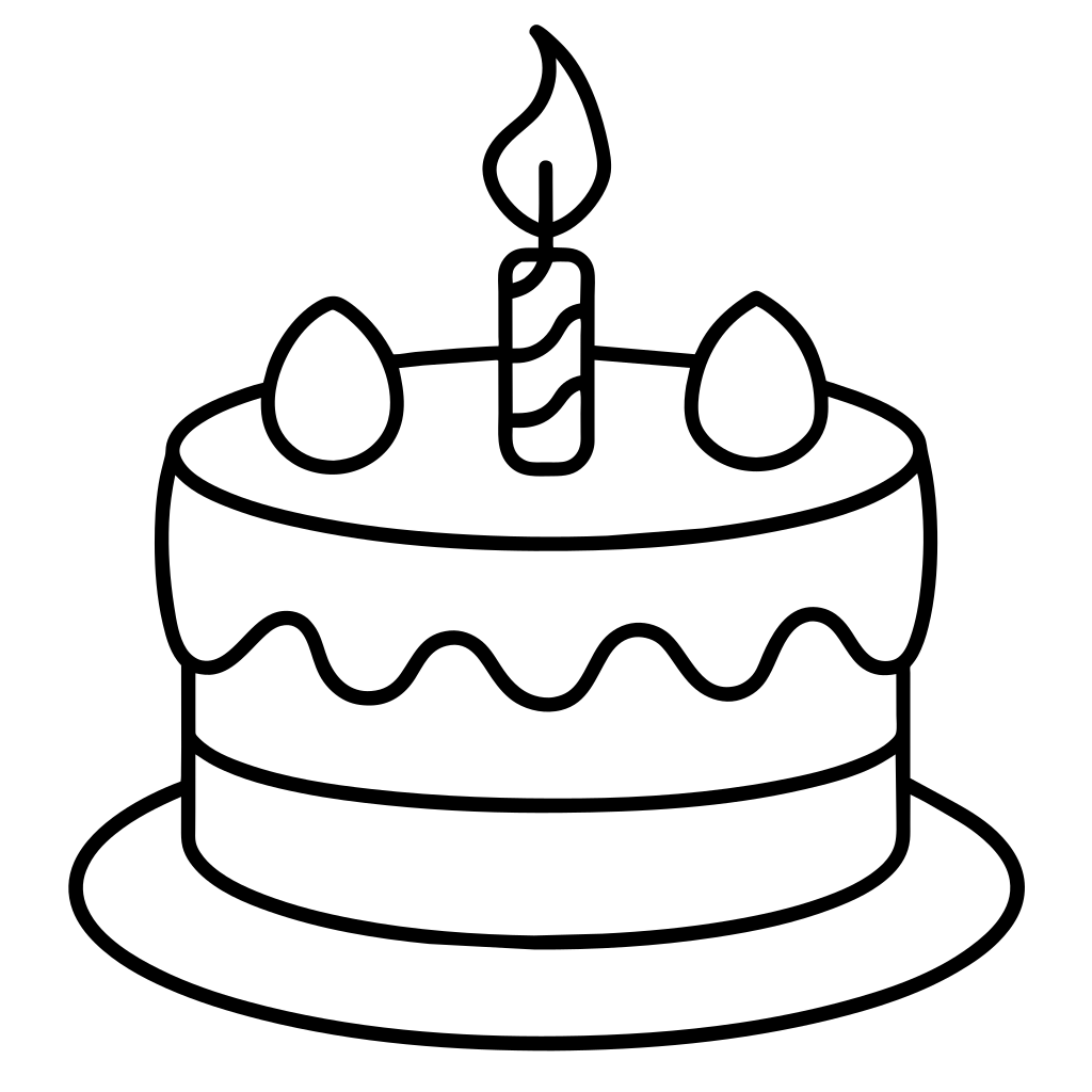 birthday cake silhouette vector illustration line art - Recraft