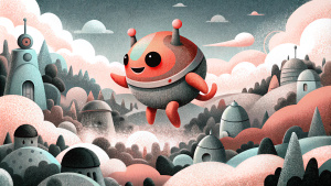 Capture the Spirit of Reddit's Potential! Picture a vibrant Reddit Mascot soaring high above a landscape of diverse communities, each bustling with activity and opportunity.