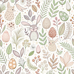 easter minimalist doodles seamless pattern tile, white ground