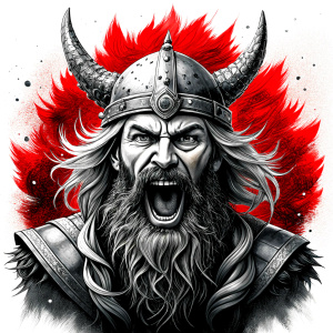 happy viking perfect realistic art, high-definition, high-definition grey and black, white background 