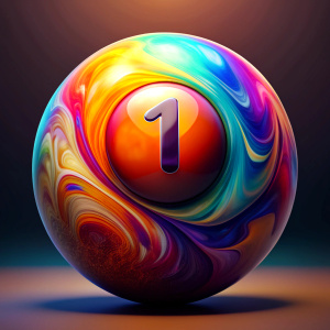 ultra realistic number 1 heavenly looking colorful billiard ball 