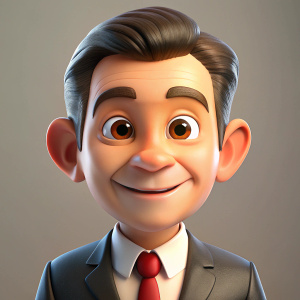 3d illustration of cartoon bussiness man character avatar or profile