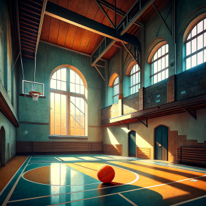 basketball inside old fashion court