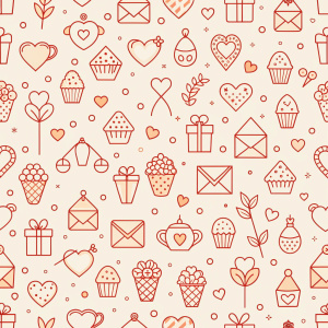 valentine day minimalist doodles for seamless pattern tile, light background