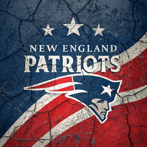 Digital illustration of New England Patriots logo wallpaper. Textured, cracked surface. Predominantly blue and red colors with white accents.