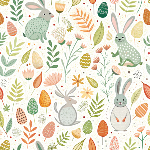 easter minimalist doodles seamless pattern tile, white ground