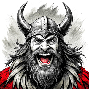 happy viking perfect realistic art, high-definition, high-definition grey and black, white background 