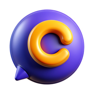 chat bubble with alphabet C inside