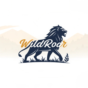 Creative logo featuring a sleek lion silhouette with the brand name 'WildRoar'