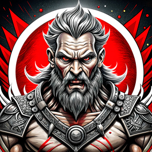 berserker tattoo design - perfect realistic art - high-definition - grey and black - white background 