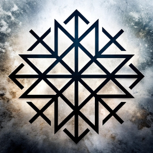 Nordic Runes geometric tattoo design - perfect  high-definition grey and black, white background 