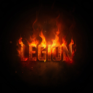 The inscription legion burns from fire on a black background