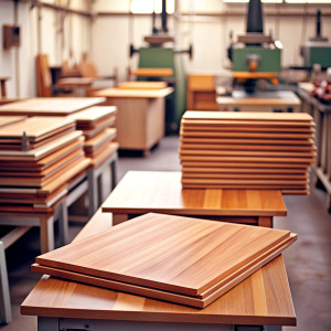 cutting boards in the workshop on a machine