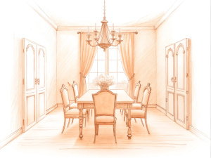 a sketch of a provence dining room