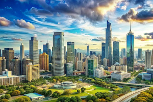 panaromic picture, modern city skyline view