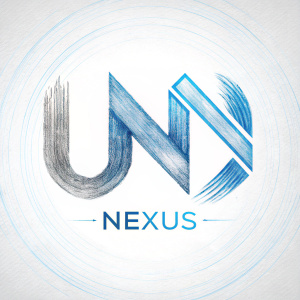  logo para marca llamada NEXUS que significa conexión para un diseñador gráfico implementa la palabra nexus