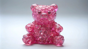 pink jelly gummy bear from jello crystals diamonds full growth without background no background 