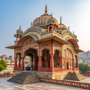 Stunning architectural marvel, Boliya Sarkar ki Chhatri, in vibrant Indore, Madhya Pradesh. Richly decorated with intricate designs and vibrant colors