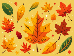 hand drawn autumn leaves pattern