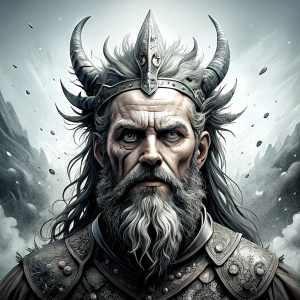 viking god freyr perfect realistic art, high-definition, high-definition grey and black, white background 