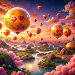 design a dragon ball z landscape. Characters cannot go. It must be something Valentine's Day. I need only the landscape to be there. Must carry the dragon balls