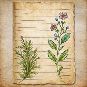 flowers vintage Manuscript Paper , botanical illustration of plant
medicinal plants
 fine cozy line art, smooth line work, flat line work,  