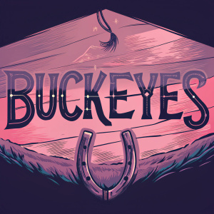 A rustic, western-style logo for Buckeyes. The font is bold and has a vintage look, set against a tan background.