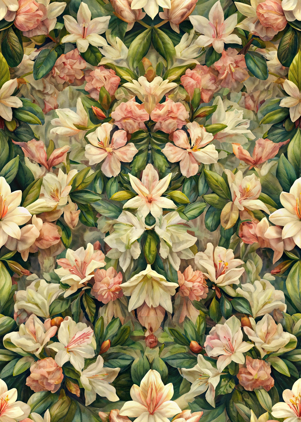 Perfect symmetrical patterns of a beautiful little Azaleas Kurume type ...
