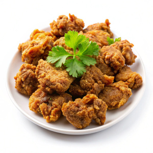 Crispy fried chicken liver on white background
