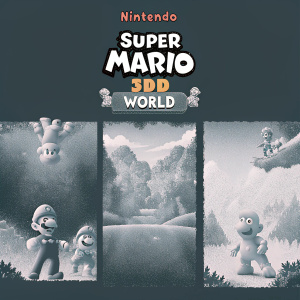 Eye-catching poster for Super Mario 3D World. Featuring vibrant characters, colorful environments, and dynamic gameplay scenes. Nintendo logo prominently displayed.