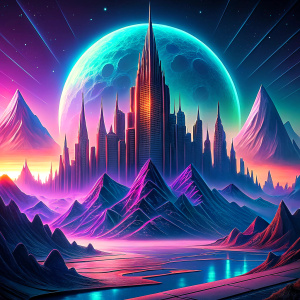 cyberpunk mountains