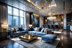 Luxurious apartment background with contemporary design. Modern interior design