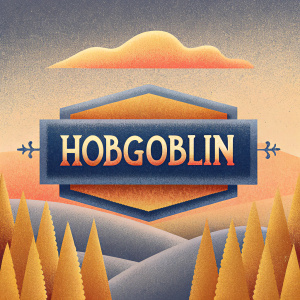 Creative digital advertisement for Hobgoblin beer. Rustic, textured background. Prominent logo and vintage feel.